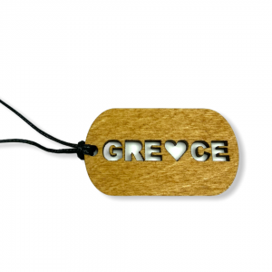 Ξύλινη Ταυτότητα Κολιέ Διάτρητη GREECE